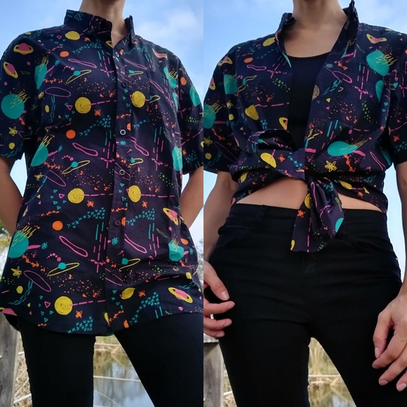 Super Massive Other - Men's Button Up Shirt Outer Space Pattern by Super Massive